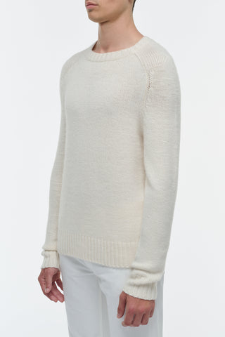 Ivory Cashmere Norwich Knit Sweater - Side Profile On Model | Gabriela Hearst