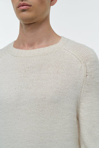 Ivory Cashmere Norwich Knit Sweater - Neckline Detail On Model | Gabriela Hearst
