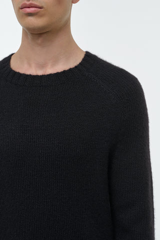 Black Cashmere Norwich Knit Sweater - Neckline Detail Close-up | Gabriela Hearst
