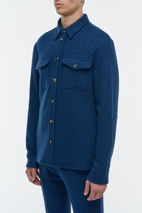 Lucas Overshirt in Electric Navy Speckled Cashmere