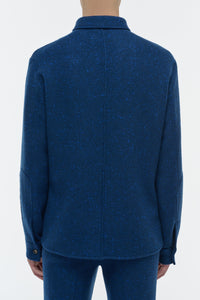 Lucas Overshirt in Electric Navy Speckled Cashmere