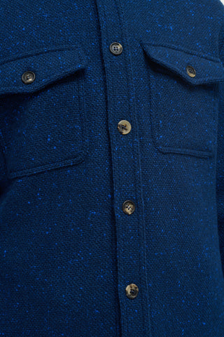 Electric Navy Speckled Cashmere Overshirt - Pocket Hardware Detail | Gabriela Hearst