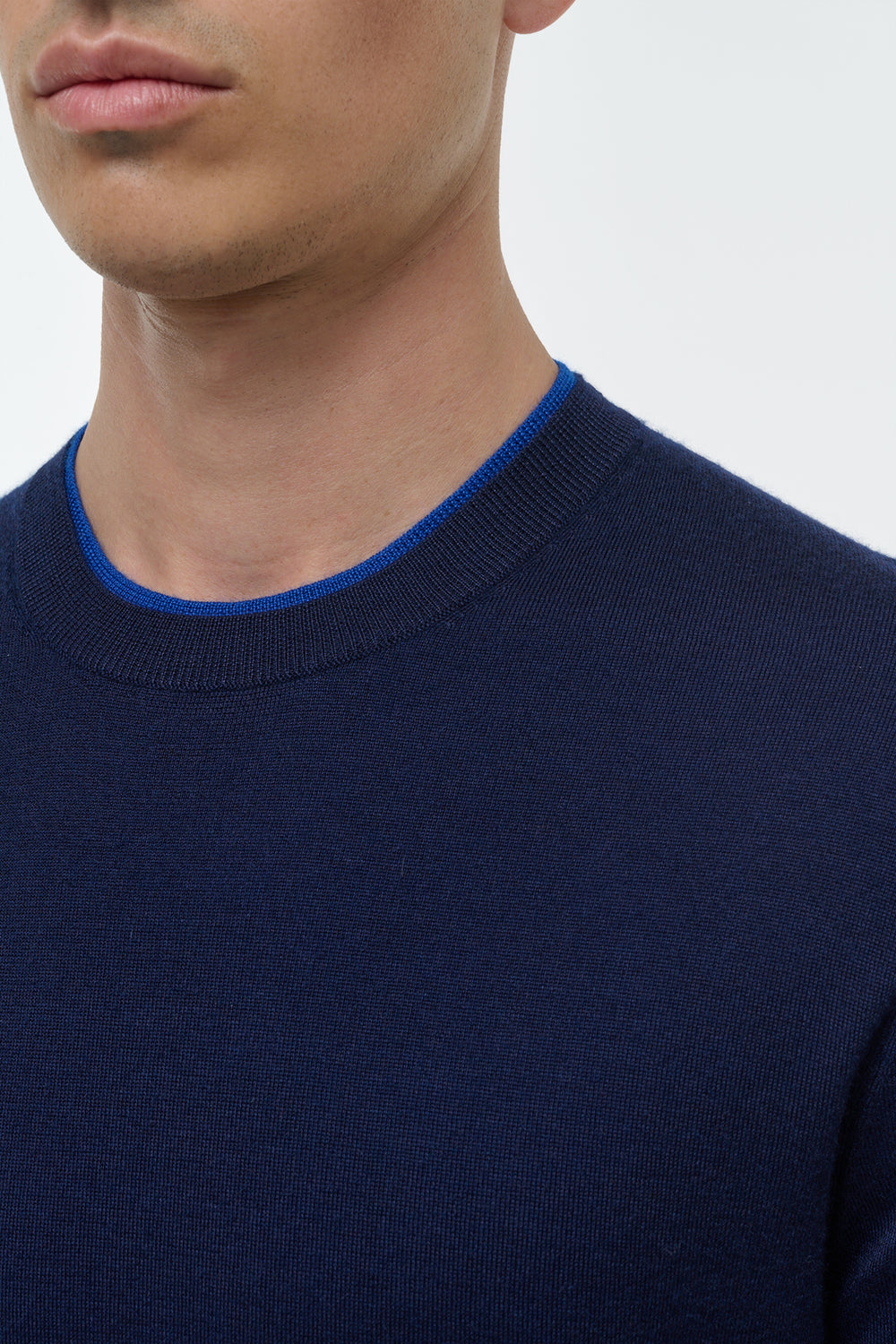Wells Reversible Knit Sweater in Electric Navy & Cobalt Cashmere Silk