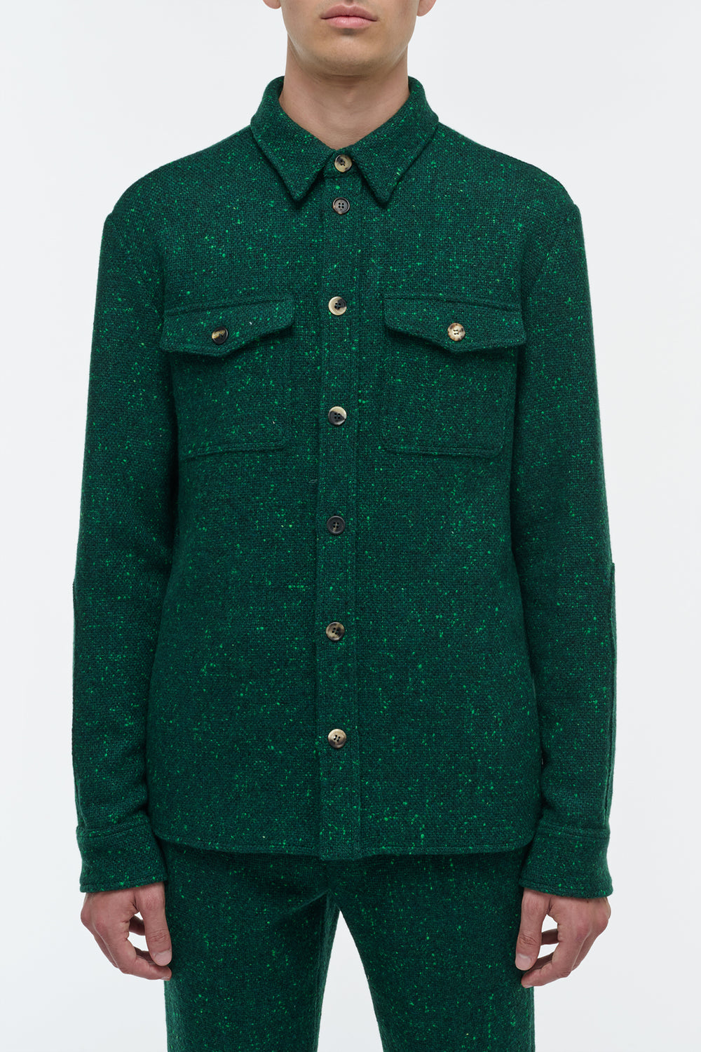Lucas Overshirt in English Green Speckled Cashmere