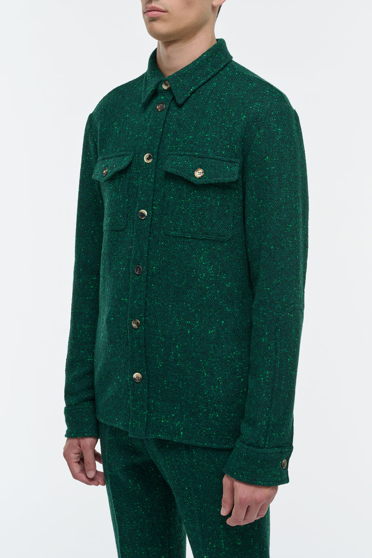 Lucas Overshirt in English Green Speckled Cashmere