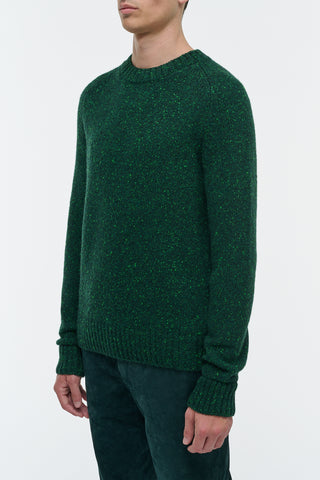 English Green Speckled Cashmere Daniel Sweater - On Model Side View | Gabriela Hearst
