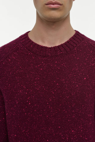Bordeaux Speckled Cashmere Daniel Sweater - Neckline Detail Close-up | Gabriela Hearst
