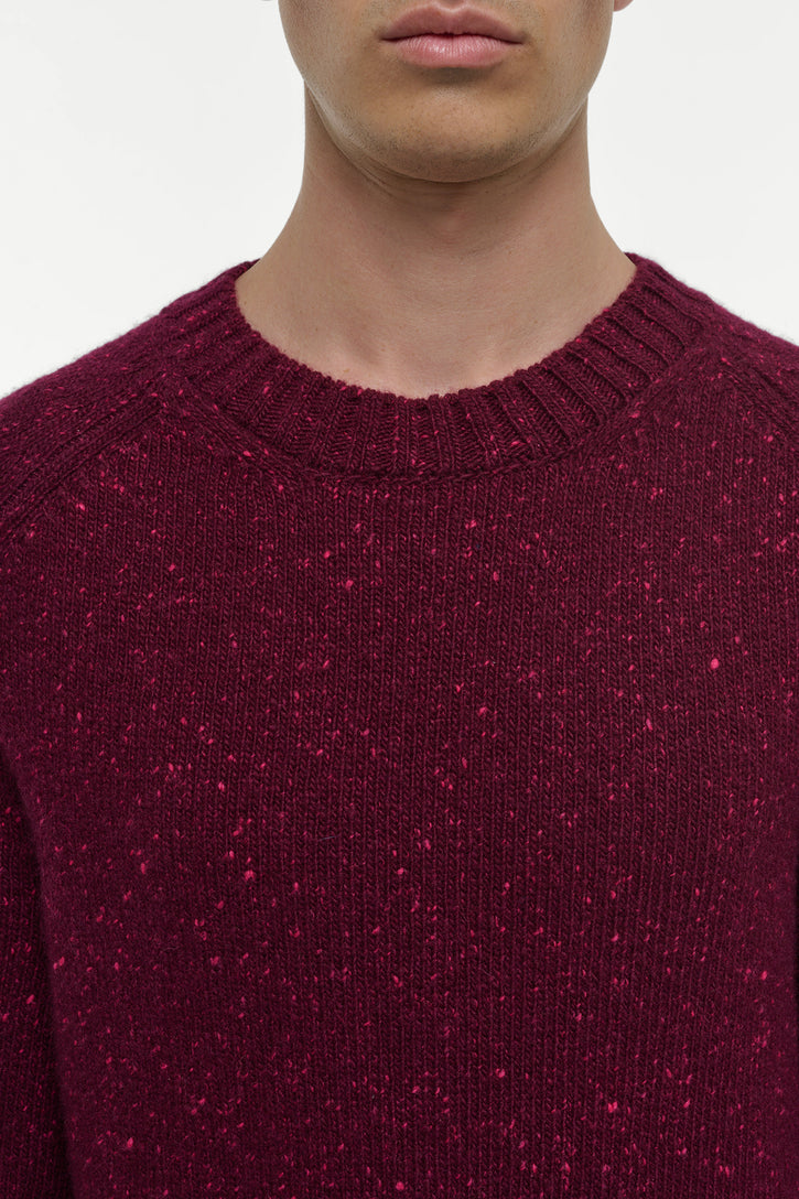 Daniel Knit Sweater in Bordeaux Speckled Aran Cashmere