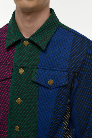 Multi Color Cashmere Barry Trucker Jacket - Chest Detail Gold Buttons | Gabriela Hearst