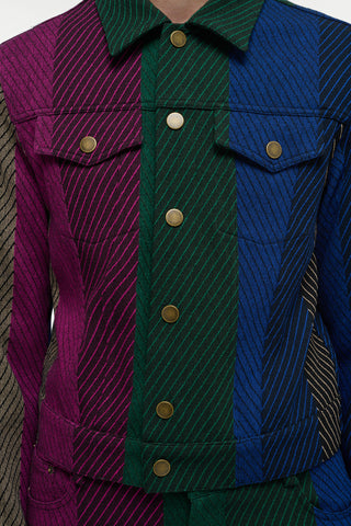 Multi Color Cashmere Barry Trucker Jacket - Front Button Detail | Gabriela Hearst