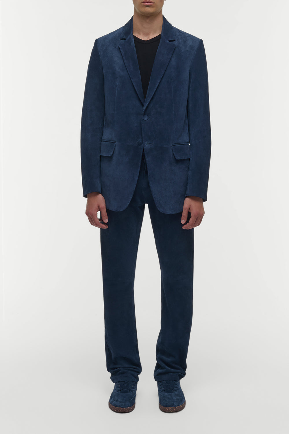 エレクトリックネイビーのスエードコーデュロイを使用したアーヴィングジャケット