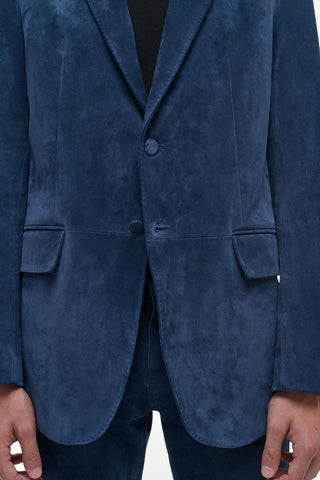 Electric Navy Corduroy Irving Jacket - Front Button Detail | Gabriela Hearst