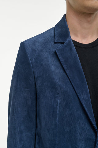 Electric Navy Irving Jacket - Lapel and Collar Detail Close-Up | Gabriela Hearst