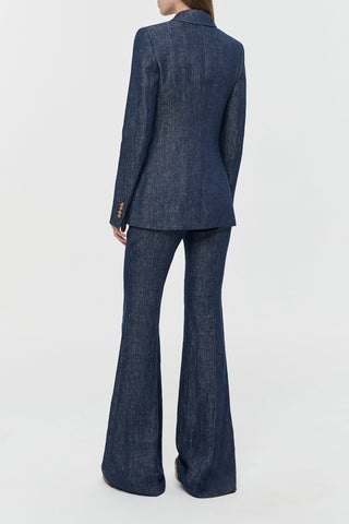 Denim Blue Linen Leiva Blazer - Back View | Gabriela Hearst