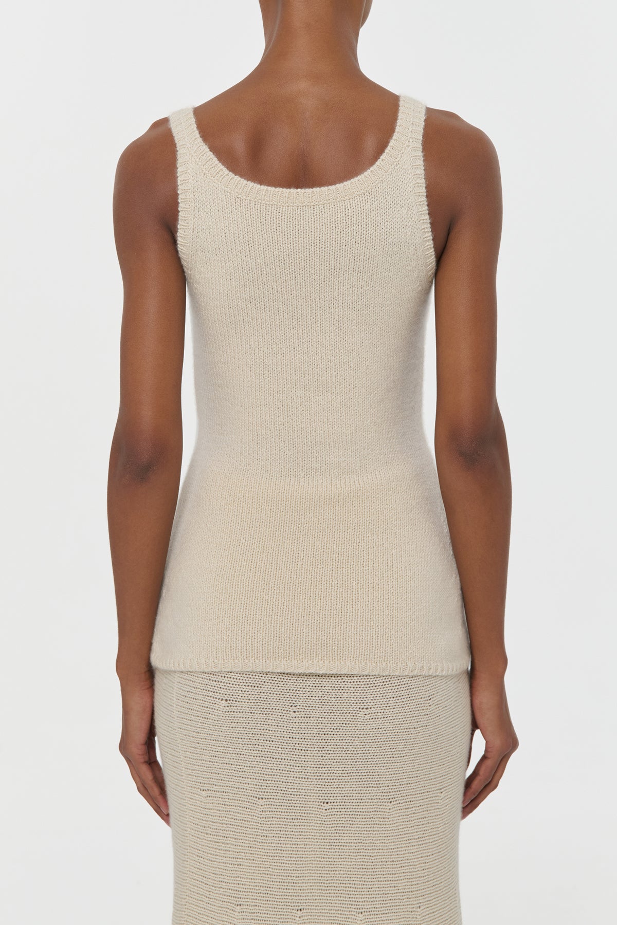 Brigid Knit Tank Top in Off White Cashmere