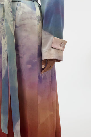 Lyra Trench Coat in Mountain Printed Satin Silk Twill