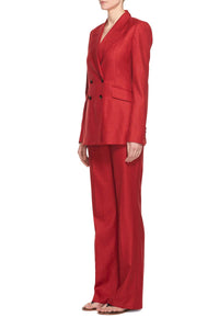 Angela Blazer in Red Silk Wool with Linen