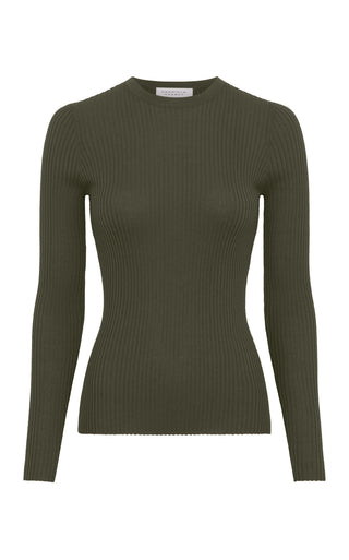 Browning Knit Sweater in Deep Olive Cashmere Silk