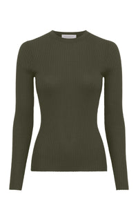 Browning Knit Crewneck Sweater in Olive Cashmere Silk