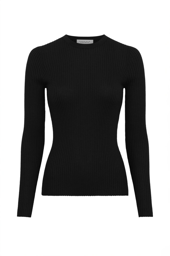Browning Knit Sweater in Black Cashmere Silk