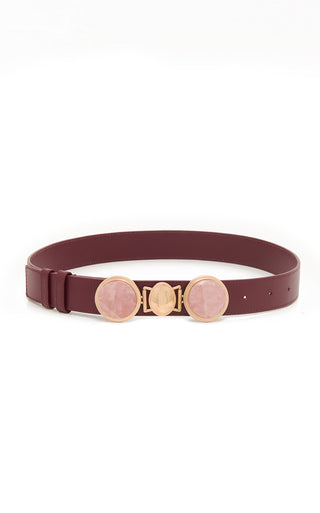 Bordeaux Leather Grange Stone Belt - Front View | Gabriela Hearst