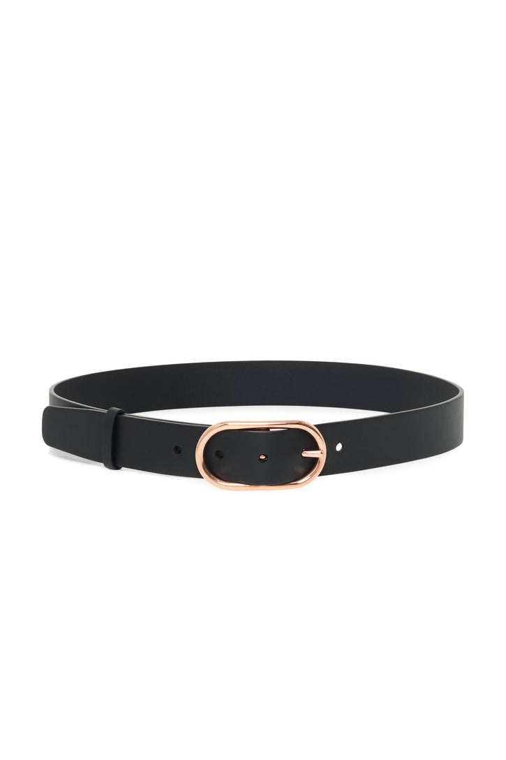 Link Buckle Belt in Black Leather