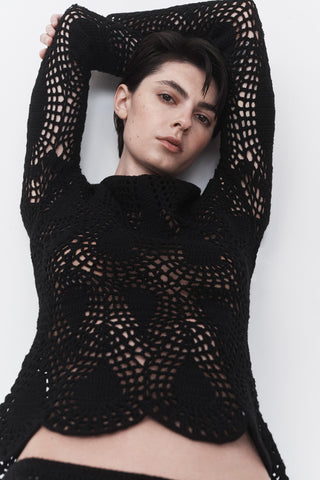Capps Knit Top in Black Cashmere Wool
