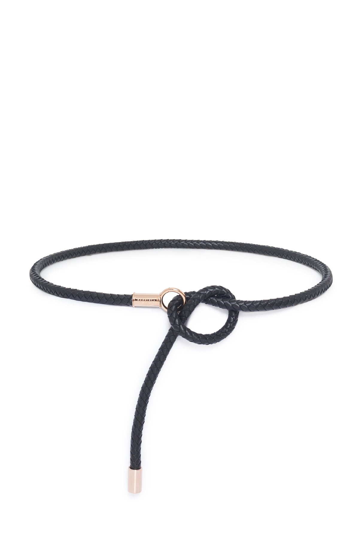 Rope Braided Belt in Black Nappa Leather