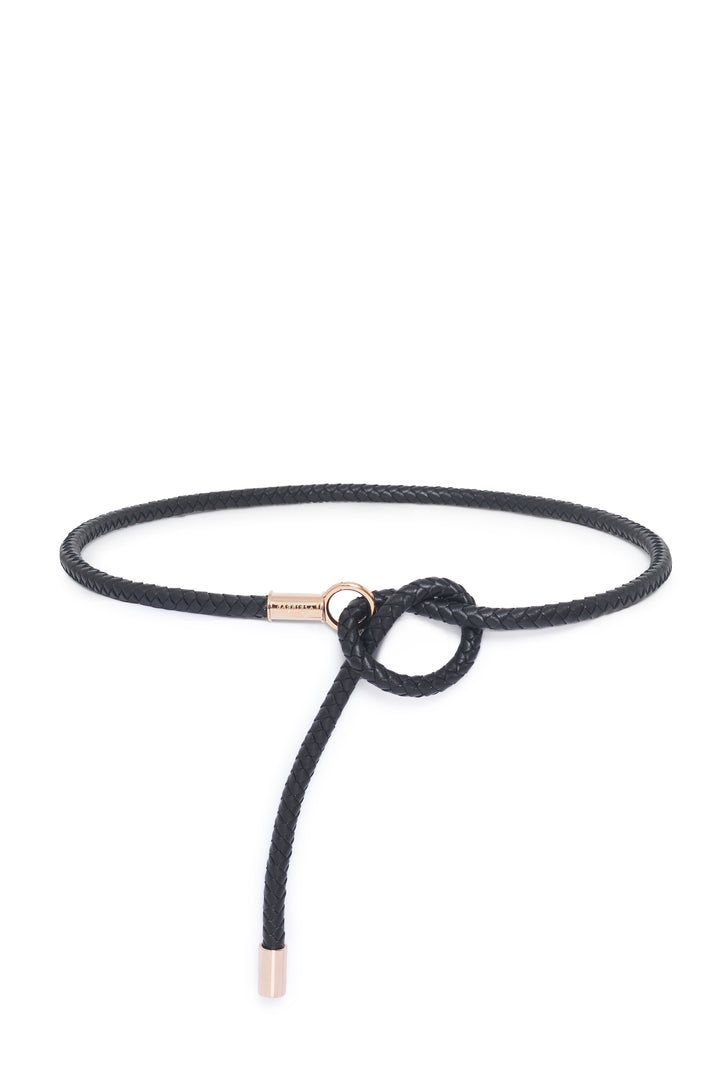 Rope Braided Belt in Black Nappa Leather
