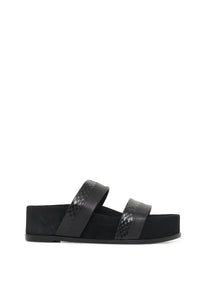 Striker Sandal in Black Snakeskin