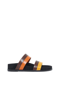 Low Striker Flat Sandal in Burnt Sienna Multi Leather
