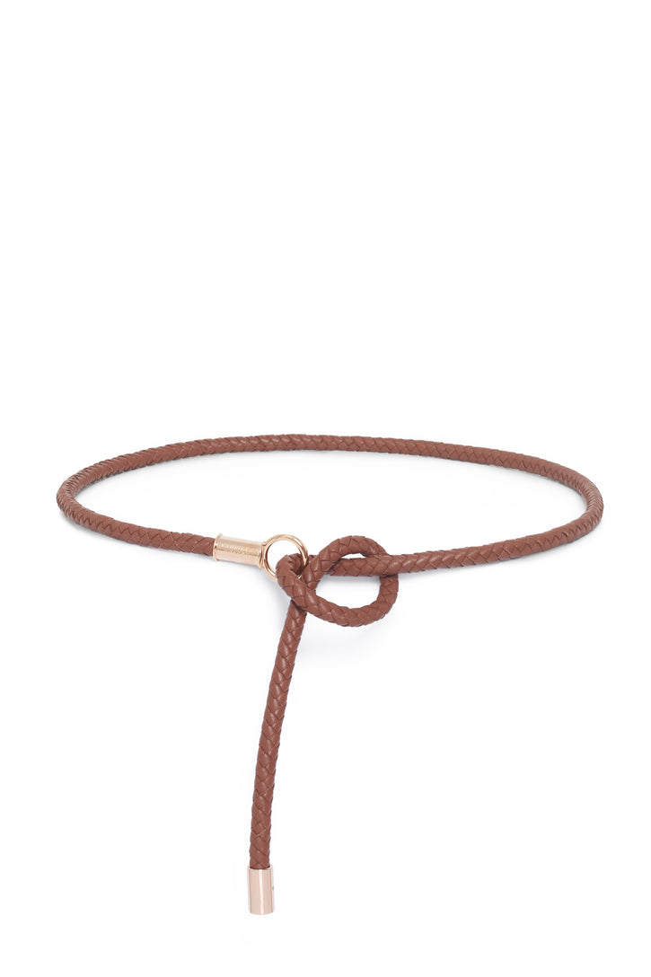Rope Braided Belt in Cognac Nappa Leather