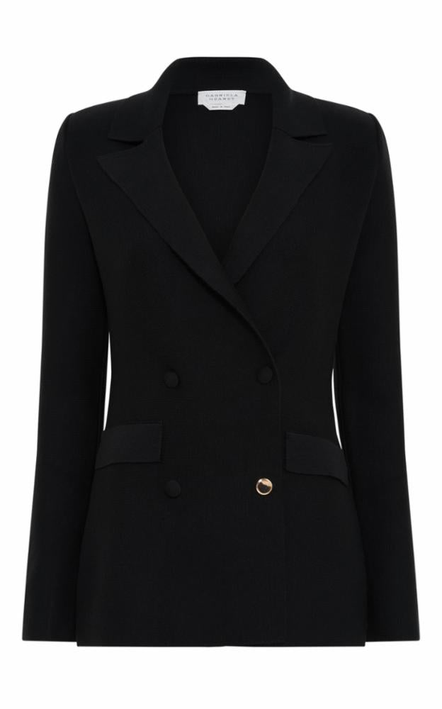Ceto Knit Blazer in Black Merino Wool Cashmere