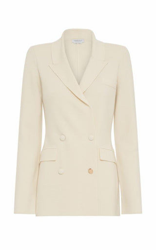 Ivory Merino Wool Cashmere Ceto Knit Blazer - Front View | Gabriela Hearst
