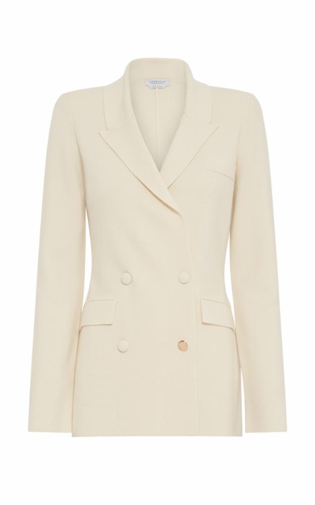 Ceto Knit Blazer in Off White Merino Wool Cashmere