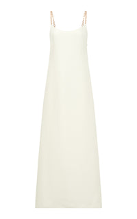 Indigo Chain Maxi Dress in Ivory Silk