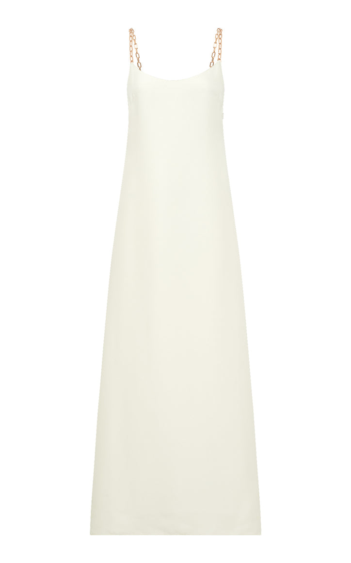 Indigo Chain Maxi Dress in Ivory Silk