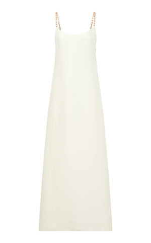 Indigo Chain Maxi Dress in Ivory Silk