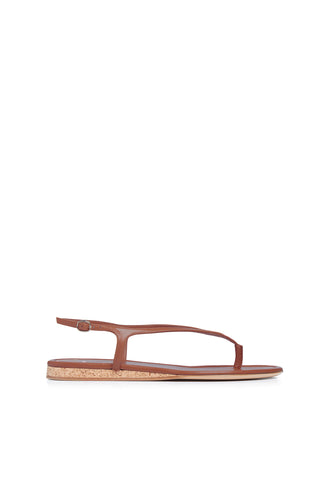 Gia Flat Sandal in Cognac Leather
