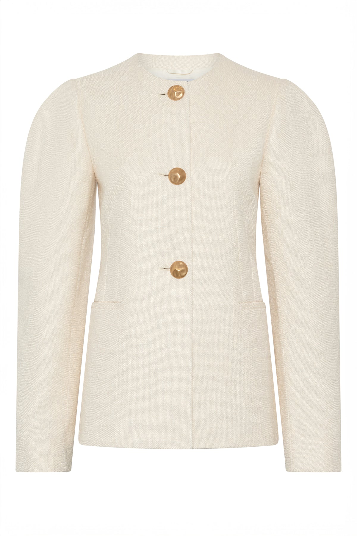 Daelan Jacket in Ivory Virgin Wool Silk Slub