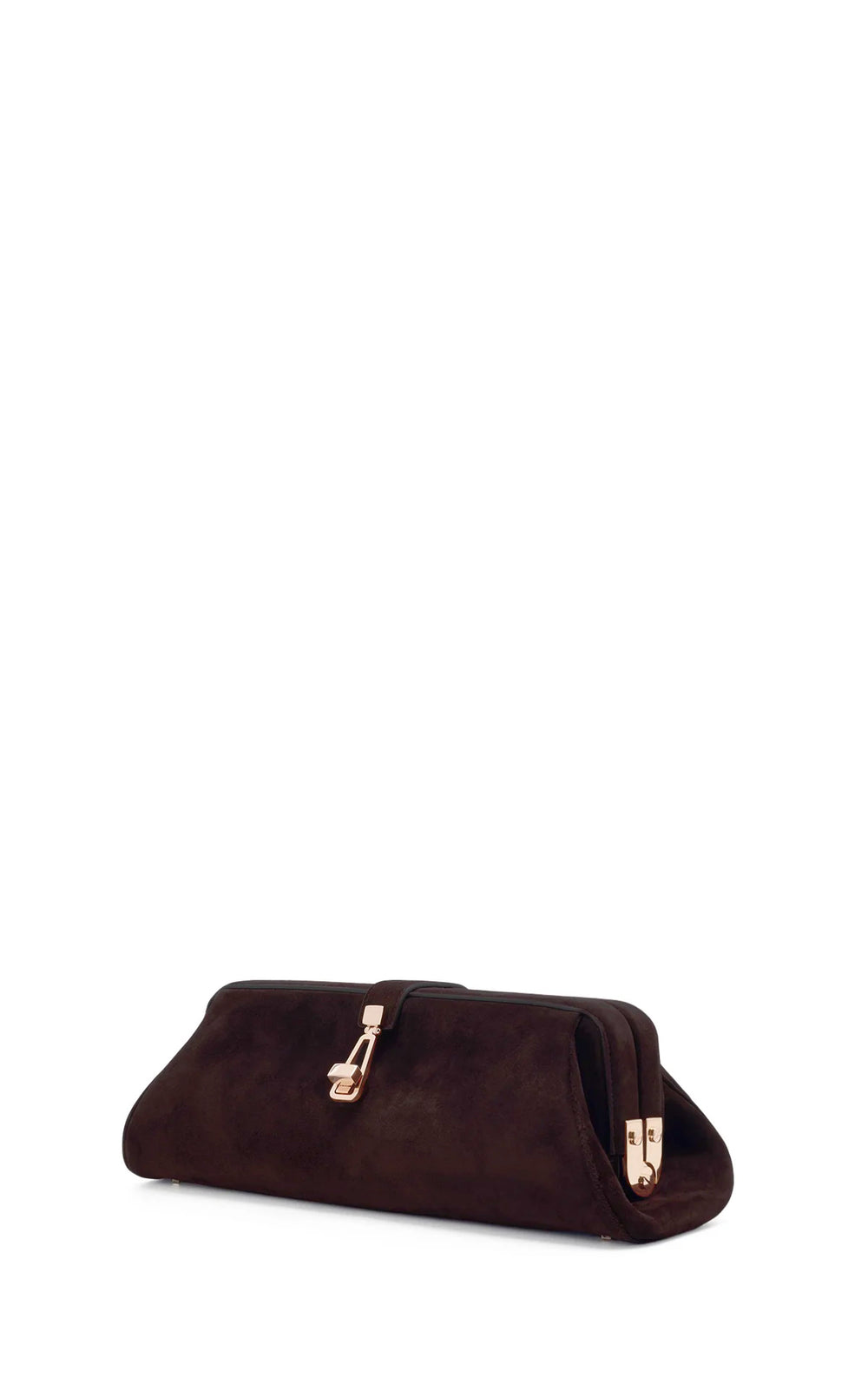 Paola Clutch in Dark Brown Suede