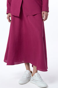 Penelope Midi Skirt in Raspberry Aloe Linen