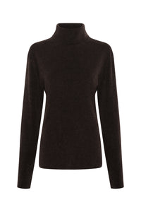 Almoner Knit Turtleneck Sweater in Chocolate Silk
