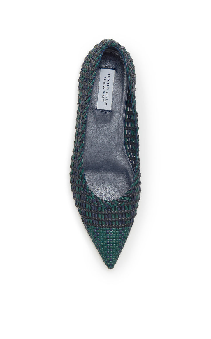 Aurora Braided Flat Shoe in Navy Multi Leather