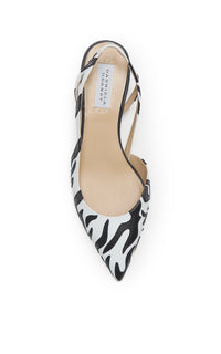 Delia Flame Slide Shoe in Black & White Leather