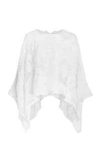 Acrion Knit Poncho in Ivory Cotton Macrame