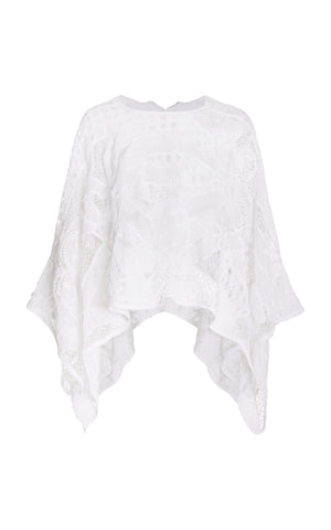 Acrion Crochet Poncho in White Cotton