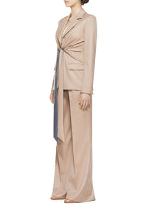 Grant Knotted Blazer in Camel Virgin Wool