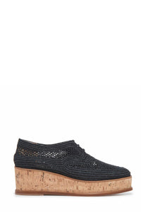 Harold Platform Brogue in Black Raffia