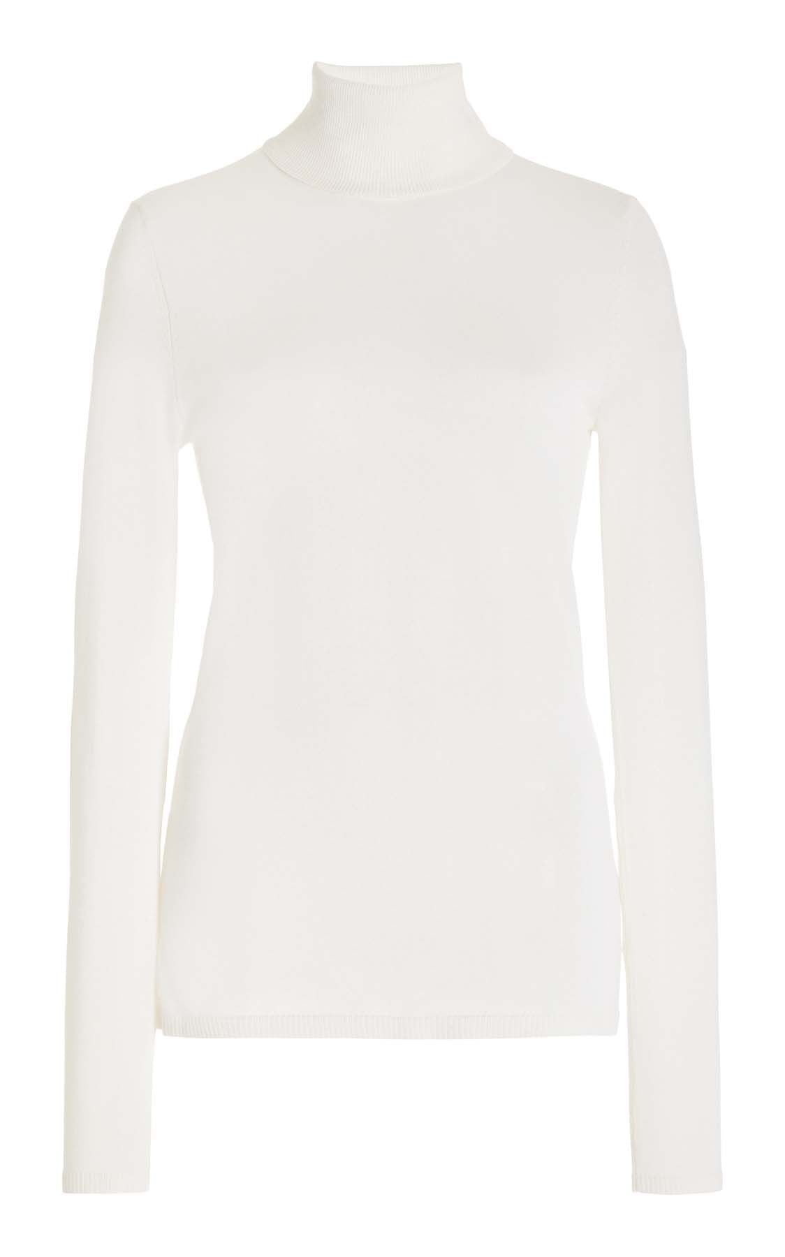 May Knit Turtleneck in Ivory Merino Wool Cashmere